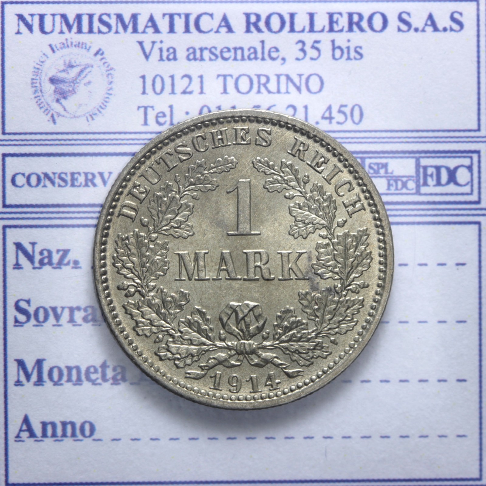 GERMANIA GUGLIELMO II 1888-1918 1 MARCO 1914 MONACO FDC