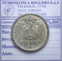 GERMANIA GUGLIELMO II 1888-1918 1 MARCO 1914 MONACO FDC