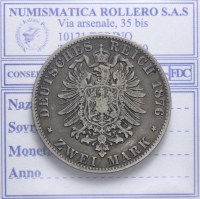 GERMANIA BAYERN BAVIERA LUDWIG II 1864-1886 2 MARCHI 1876 MONACO BB+