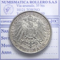 GERMANIA PRUSSIA GUGLIELMO II 1888-1918 2 MARCHI 1913 BERLINO SPL/FDC KM#533
