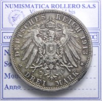 GERMANIA GUGLIELMO II 1888-1918 3 MARCHI 1913 BERLINO SPL+