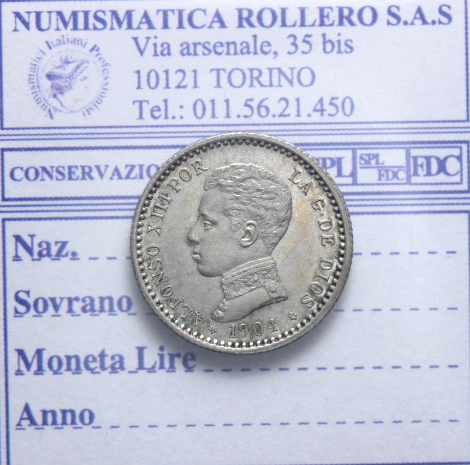 SPAGNA ALFONSO XIII (1886-1931) 50 CENTIMOS 1904 (04) SM-V SPL/FDC