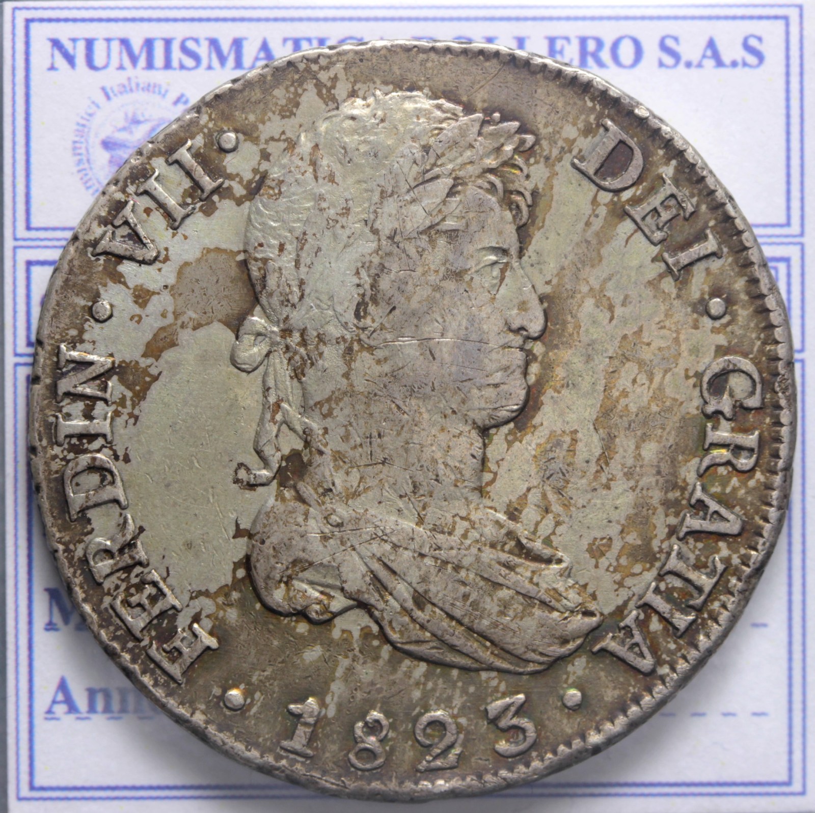 BOLIVIA (DOMINAZIONE SPAGNOLA) FERDINANDO VII 1808-1833 8 REALES 1823 PTS BB+/SPL