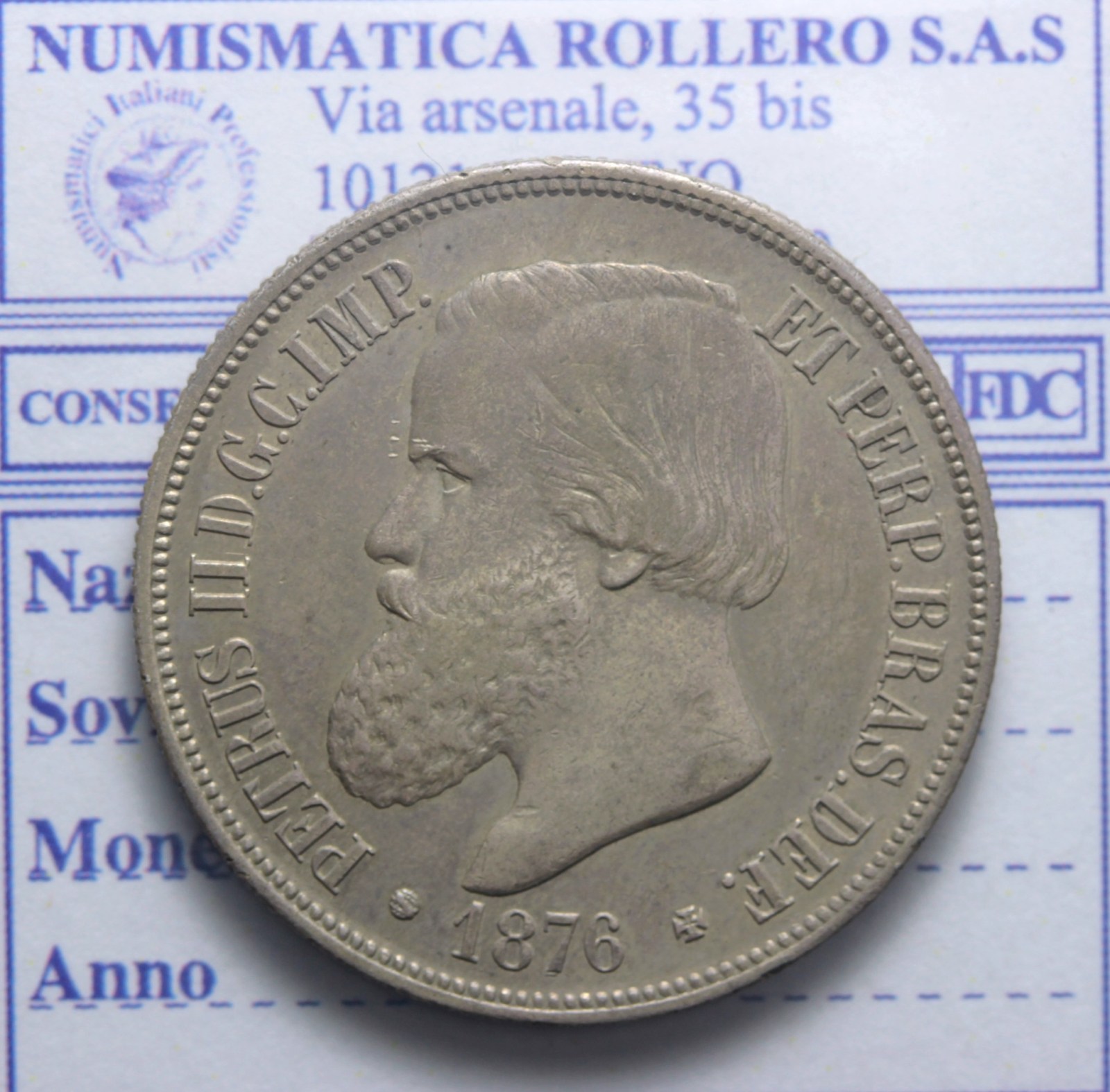 BRASILE PEDRO II 1831-1889 1000 REIS 1876 Q.SPL