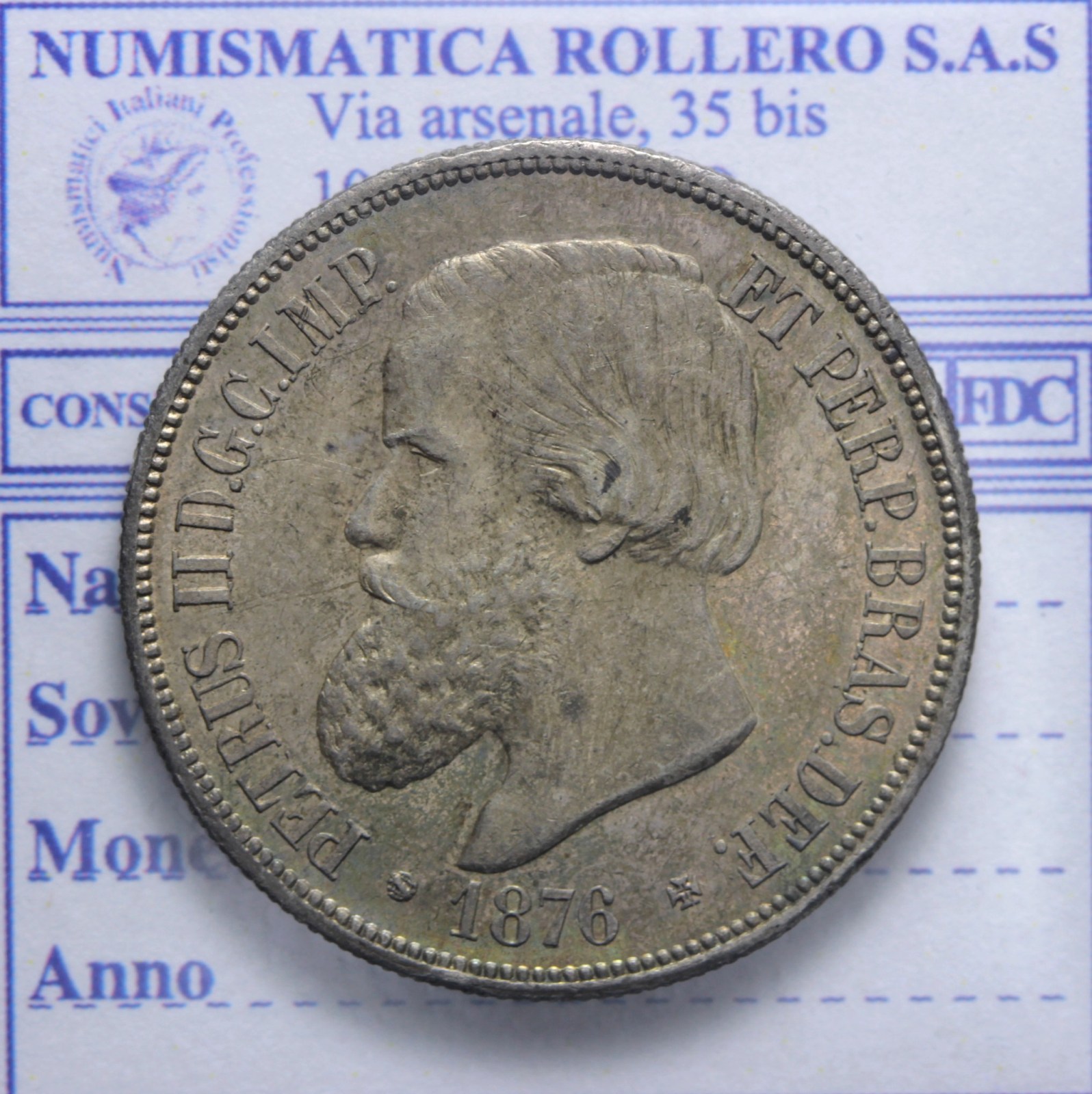 BRASILE PEDRO II 1831-1889 1000 REIS 1876 SPL+