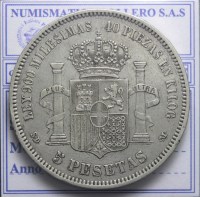 SPAGNA AMEDEO I 1871-1873 5 PESETAS 1871 (71) MADRID BB+