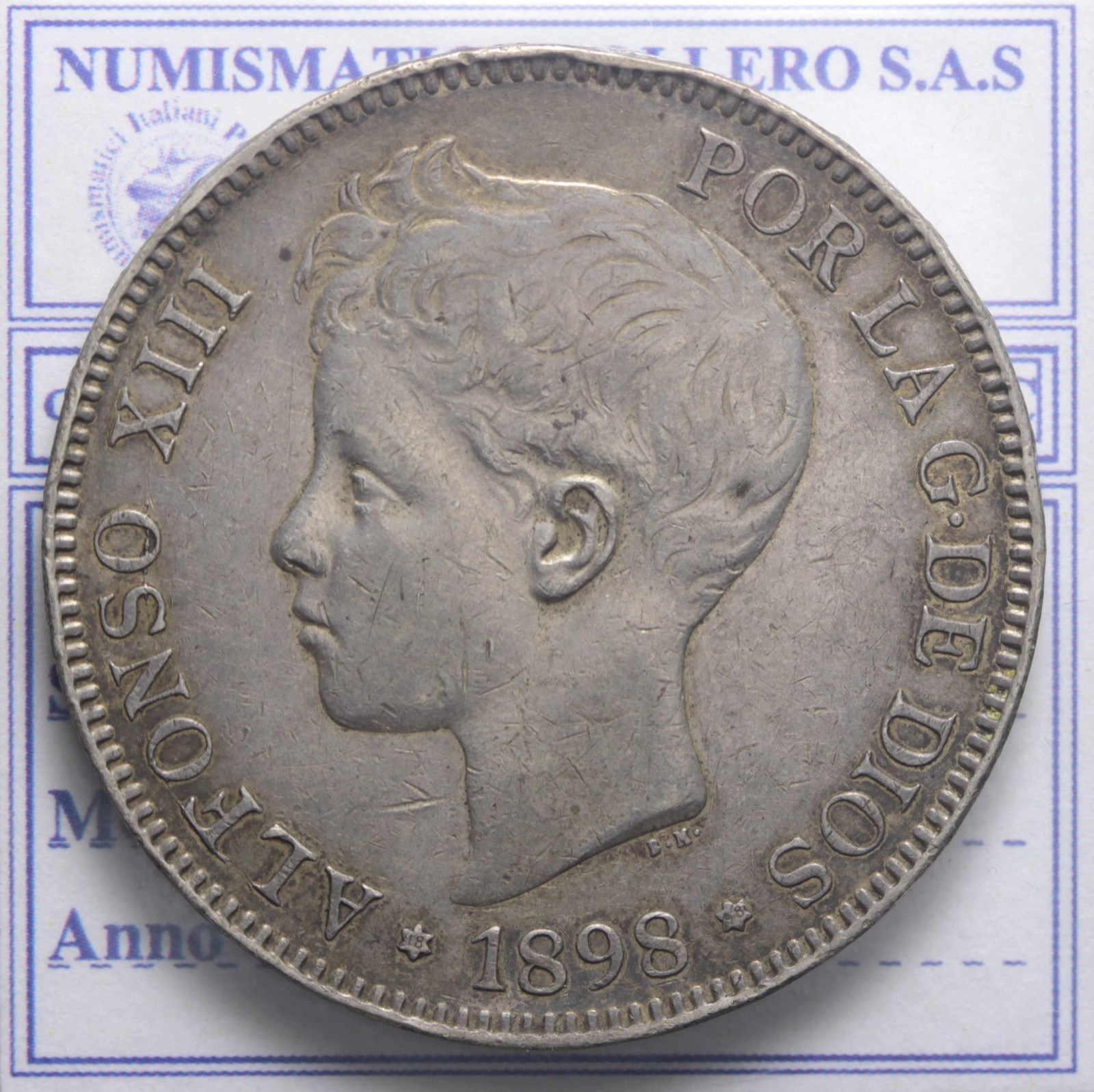 SPAGNA ALFONSO XIII 1886-1931 5 PESETAS 1898 MADRID BB+ 