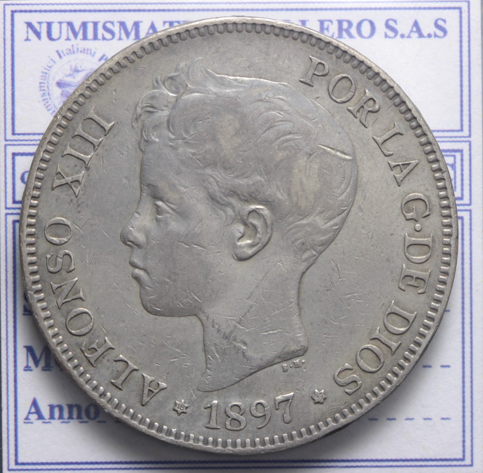 SPAGNA ALFONSO XIII 1886-1931 5 PESETAS 1897 MADRID BB+