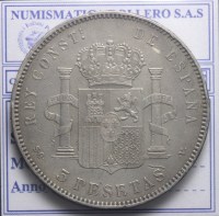SPAGNA ALFONSO XIII 1886-1931 5 PESETAS 1897 MADRID BB+