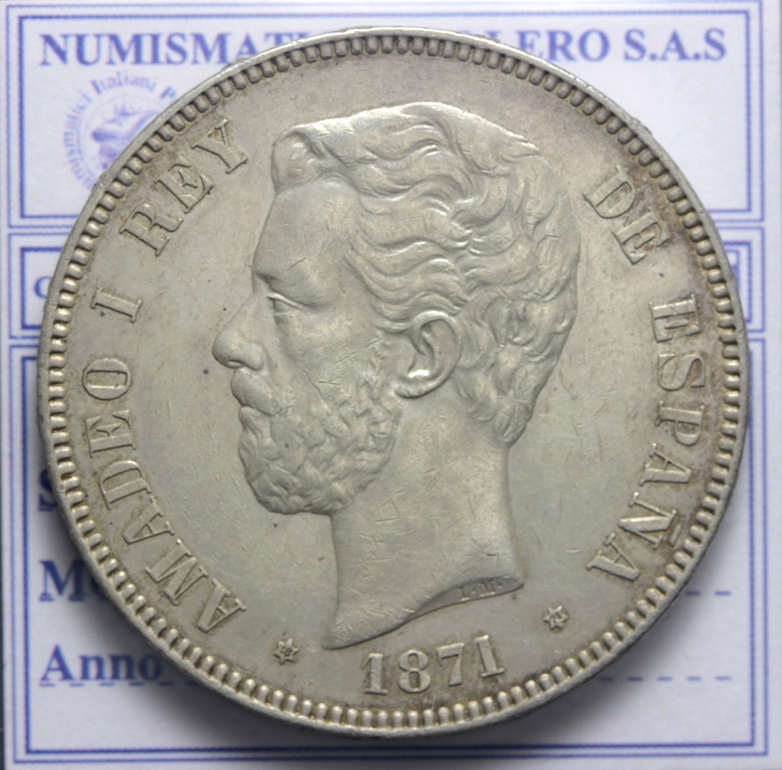 SPAGNA AMEDEO I 5 PESETAS 1871/74 MADRID SPL