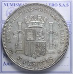 SPAGNA GOVERNO PROVVISORIO 1868-1871 5 PESETAS 1870 MADRID SPL