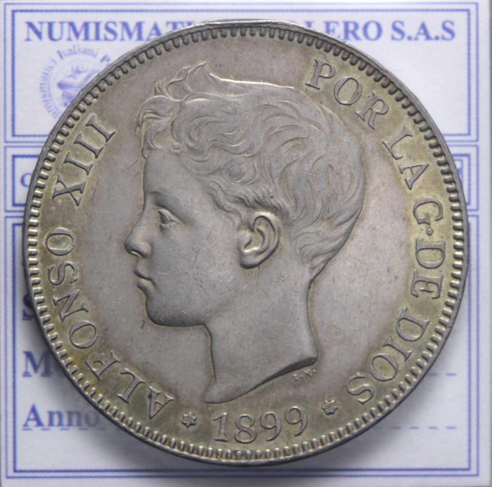 SPAGNA ALFONSO XIII 1886-1931 5 PESETAS 1899 Q.FDC
