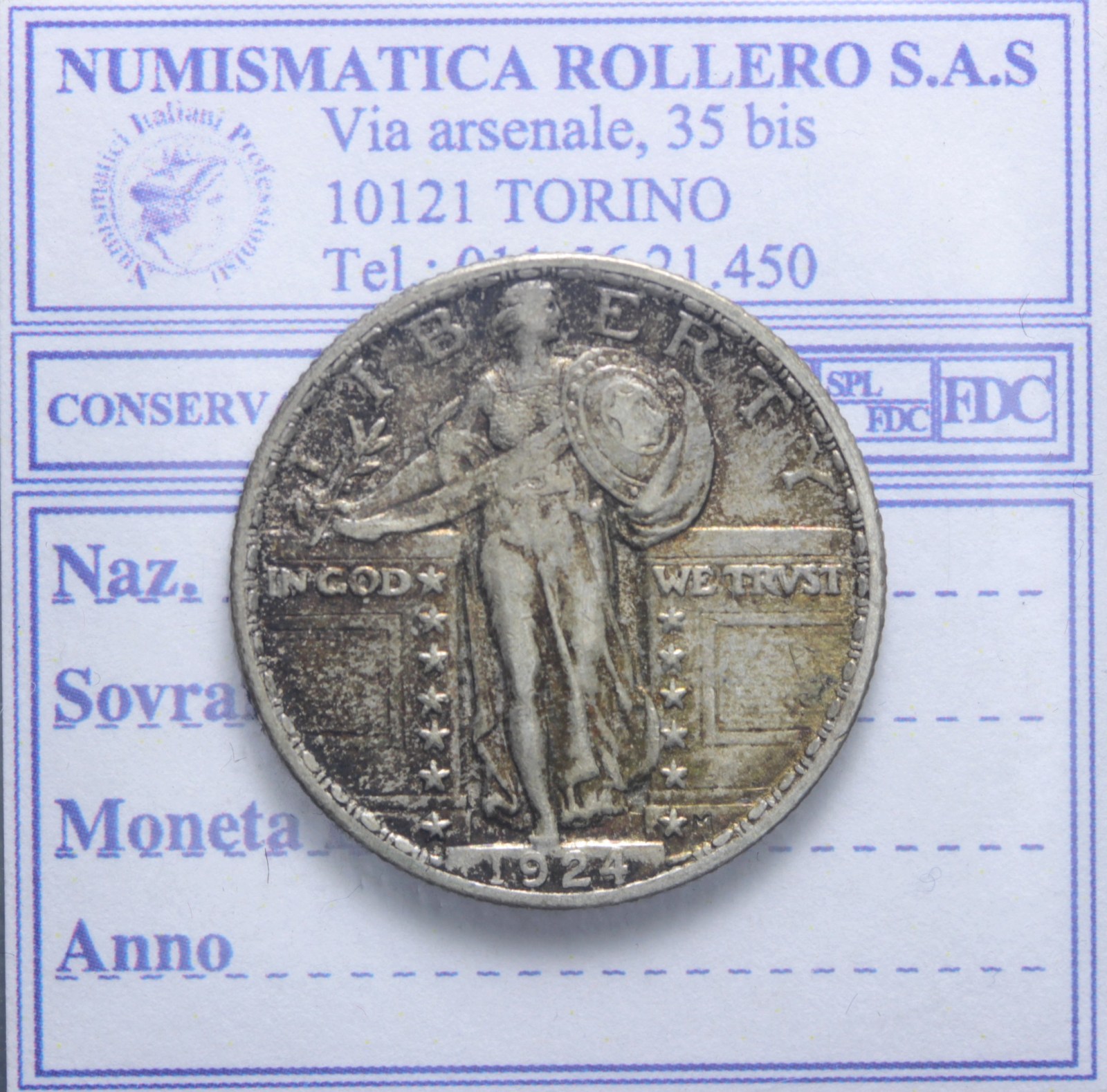 USA QUARTO DI DOLLARO 1924 PHILADELPHIA BB++
