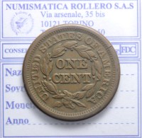 USA ONE CENT 1850 BRAIDED HAIR BB++
