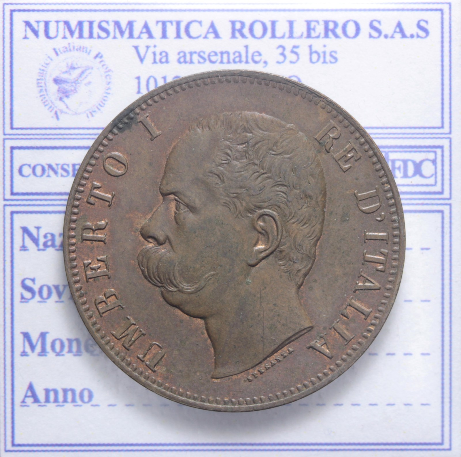 SAVOIA UMBERTO I 10 CENTESIMI 1893 ROMA SPL++