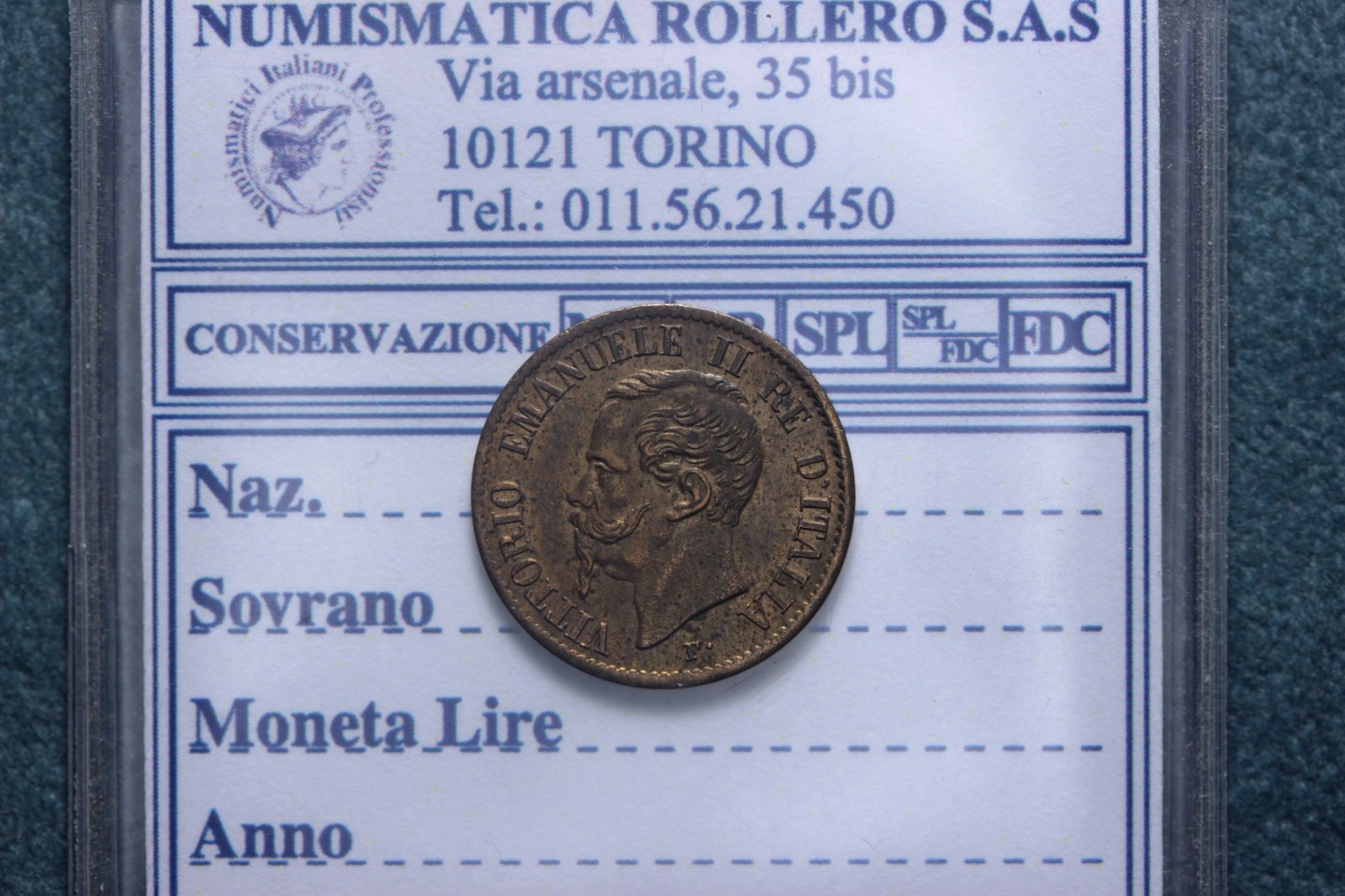 VITTORIO EMANUELE II 1 CENTESIMO 1861 NAPOLI SPL/FDC RARA