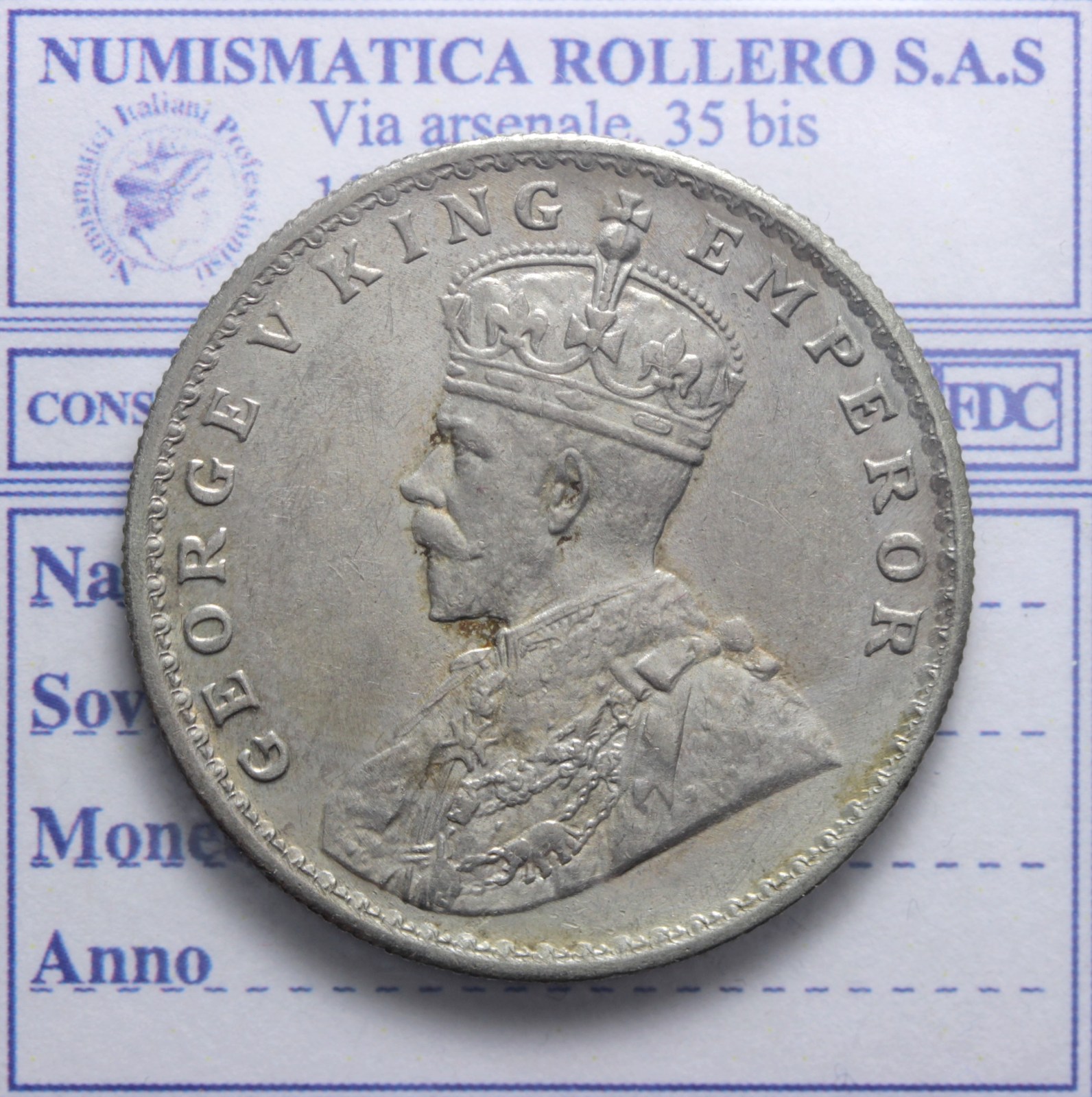 INDIA BRITANNICA GIORGIO V 1910-1936 RUPIA 1918 CALCUTTA SPL