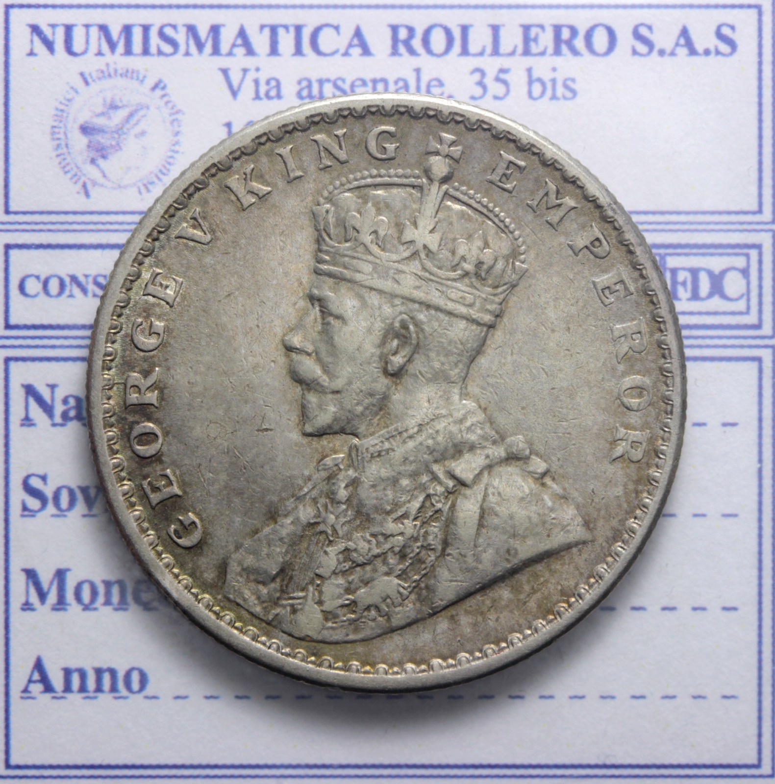 INDIA BRITANNICA GIORGIO V 1910-1936 RUPIA 1918 BOMBAY BB+