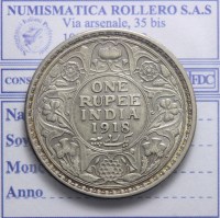 INDIA BRITANNICA GIORGIO V 1910-1936 RUPIA 1918 BOMBAY BB+