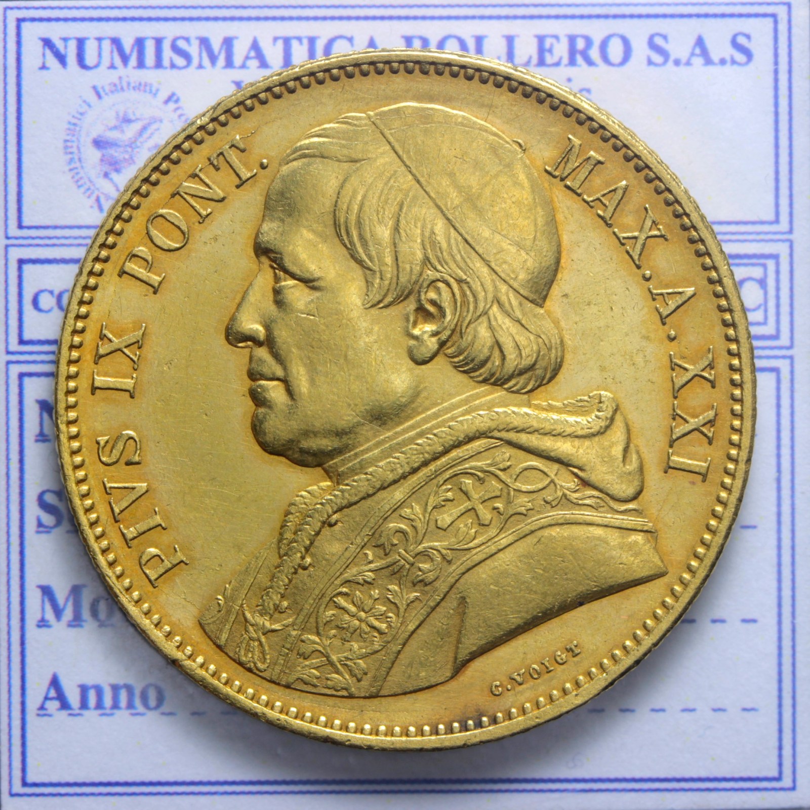 STATO PONTIFICIO PIO IX 1846-1870 100 LIRE 1866 A.XXI ROMA SPL/FDC