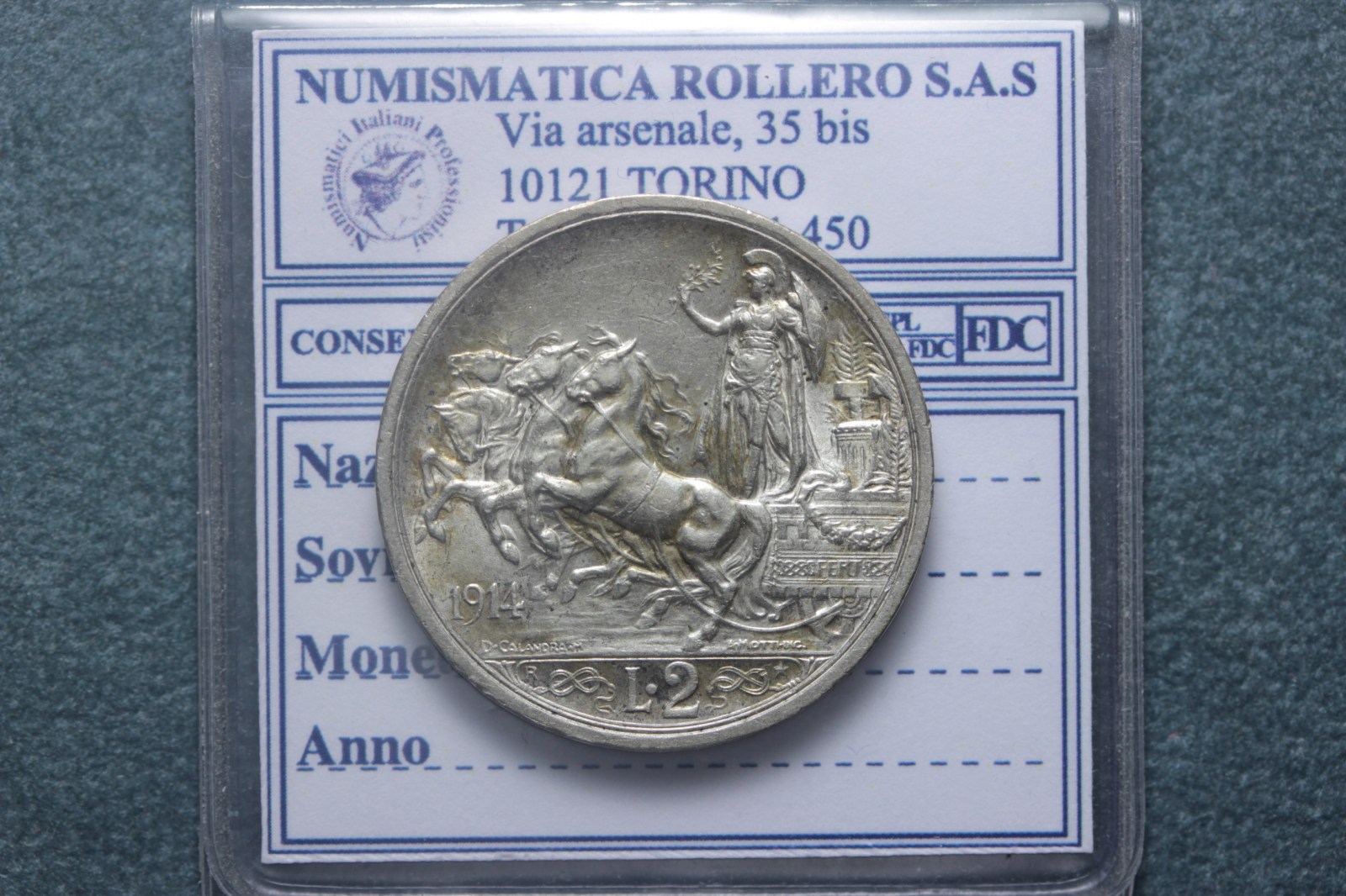 VITTORIO EMANUELE III 2 LIRE 1914 QUADRIGA BRIOSA SPL+ 