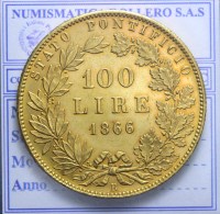 STATO PONTIFICIO PIO IX 1846-1870 100 LIRE 1866 A.XXI ROMA SPL/FDC