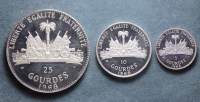 HAITI 25 10 5 GOURDES 1968 PROOF