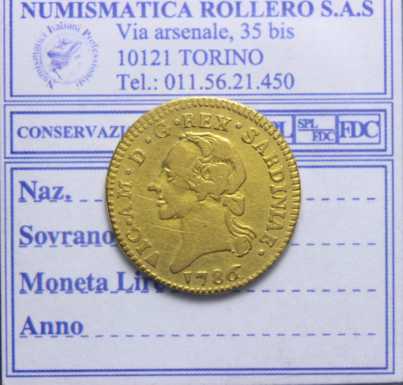 VITTORIO AMEDEO III 1773-1796 MEZZA DOPPIA 1786 Q.BB