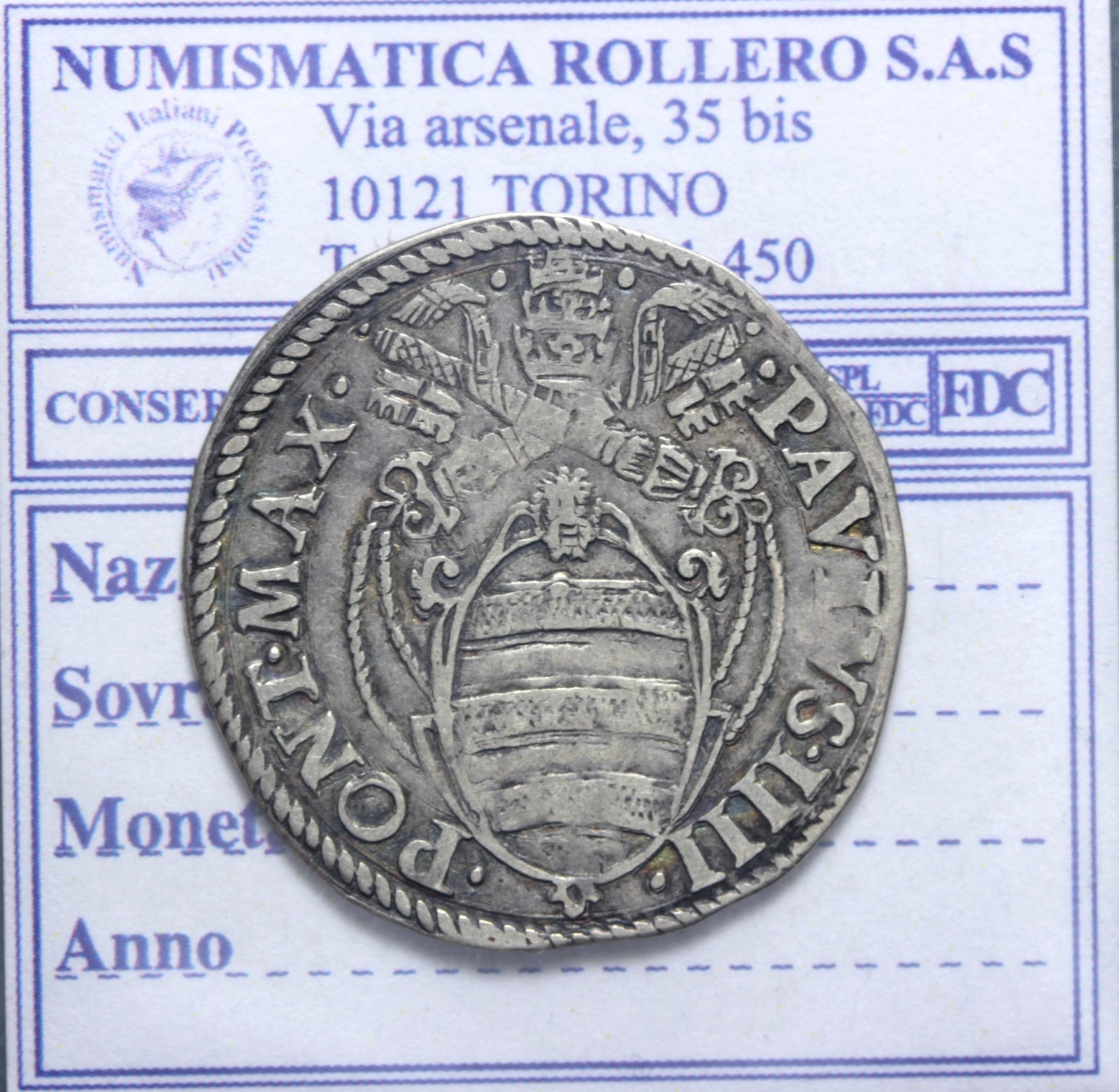PAOLO IV 1555-1559 GIULIO SENZA DATA ROMA BB
