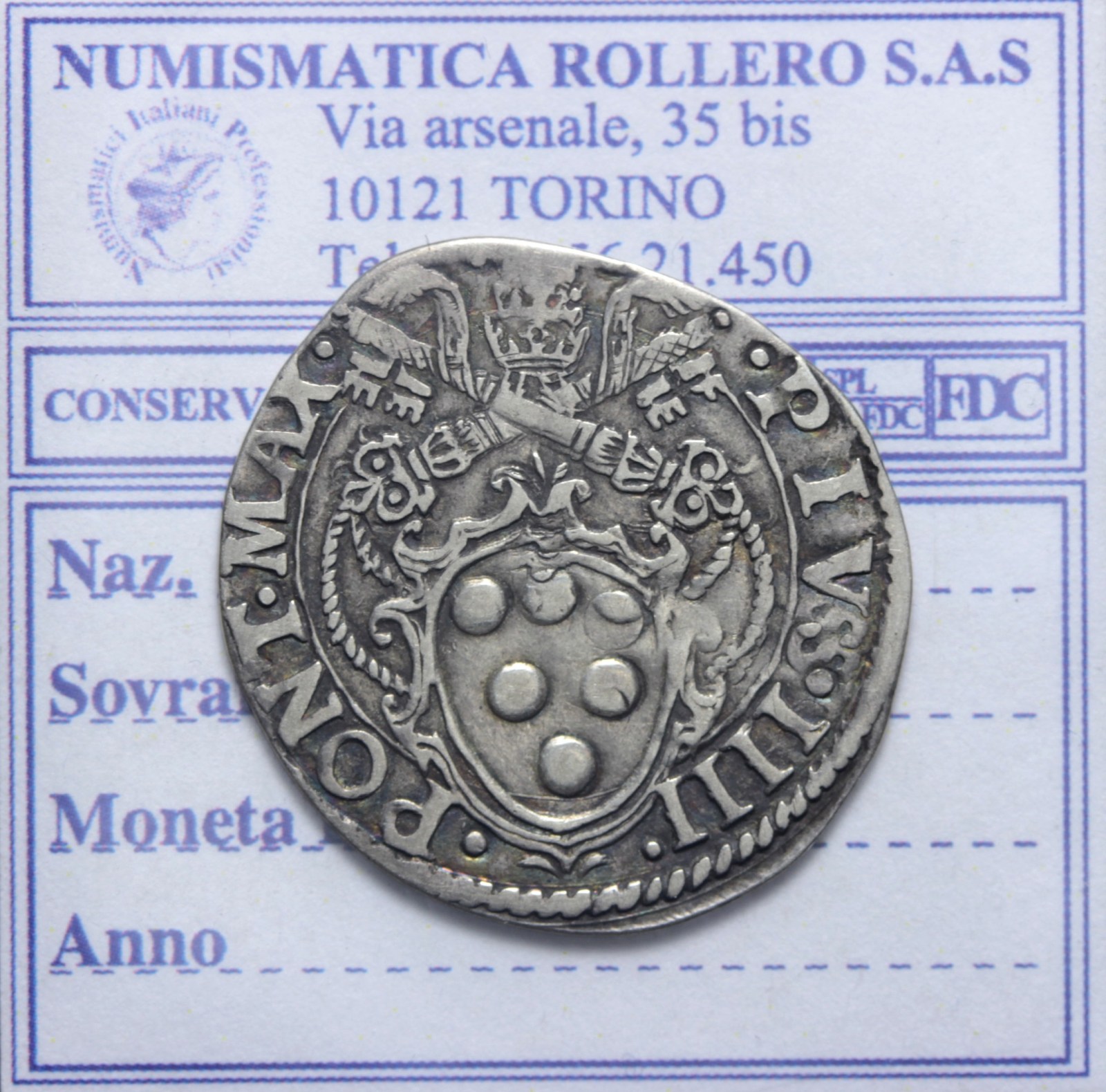 PIO IV 1559-1565 GIULIO SENZA DATA ROMA BB+