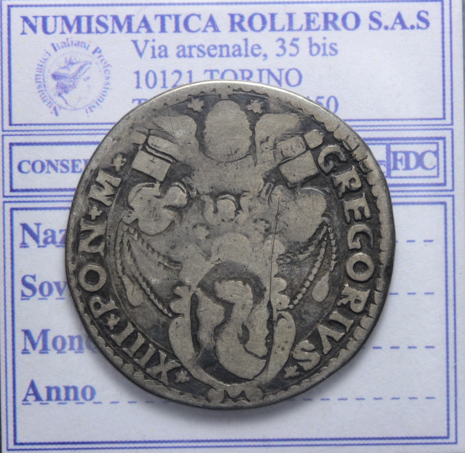 GREGORIO XIII 1572-1585 TESTONE ANCONA Q.MB
