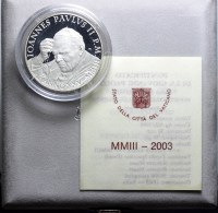 VATICANO GIOVANNI PAOLO II 5+10 EURO 2003 PROOF SCATOLA E GARANZIA