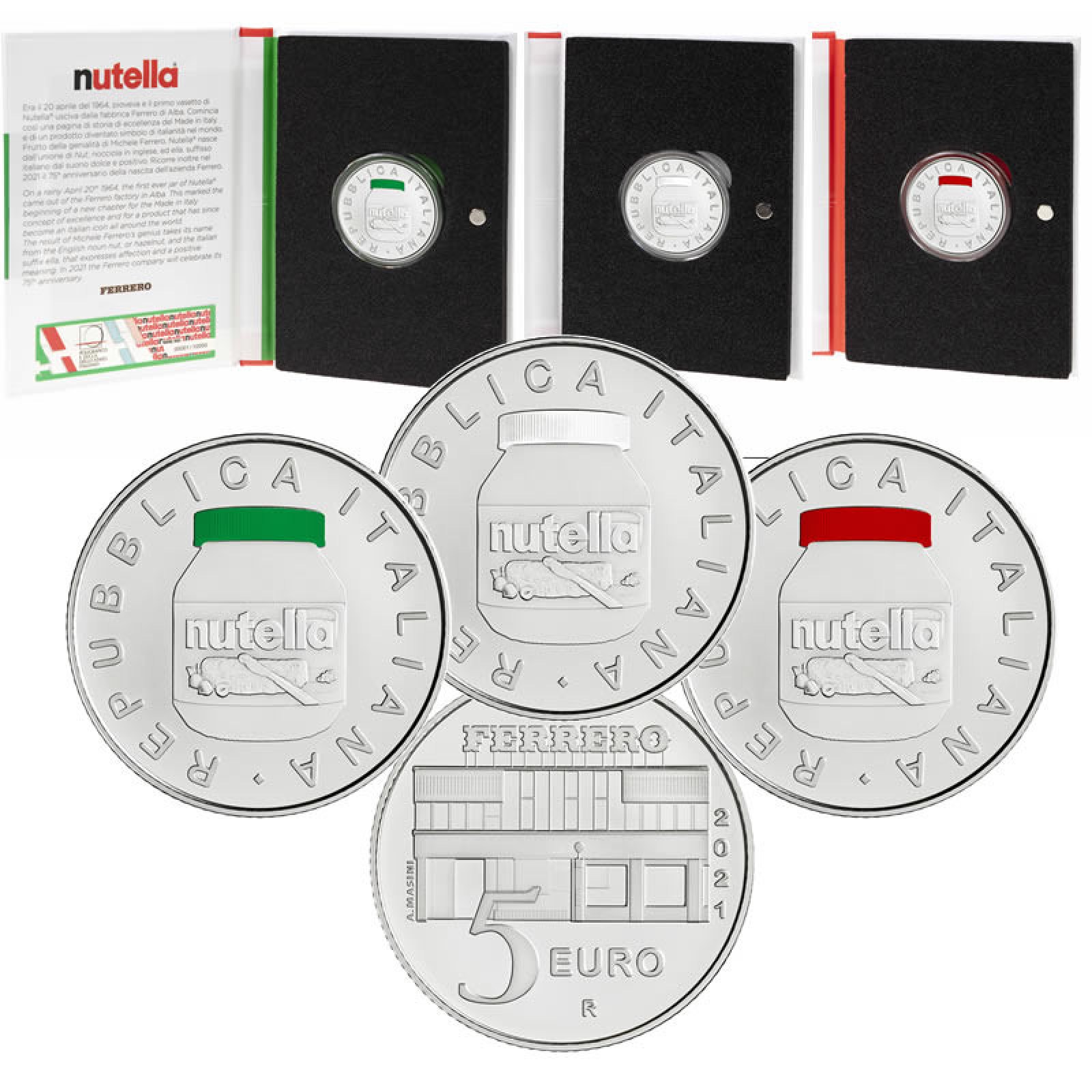 ITALIA TRITTICO 5 EURO 2021 NUTELLA FDC